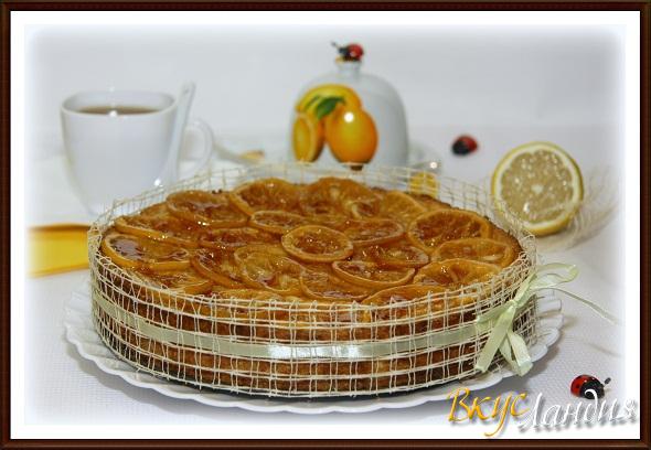 Лимонный пирог в карамели