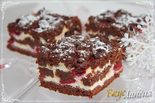 Брауни с творогом и вишней