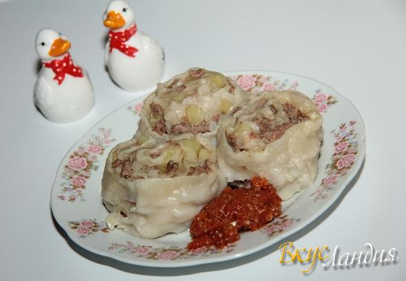 Штрудли с мясом и картофелем (видео)