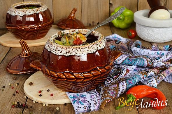 Чанахи. Горшочек с курицей и грибами
